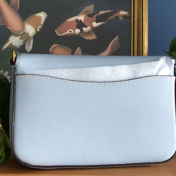 NWT Kate Spade Katy Textured Leather Flap Chain Crossbody in Ocean Beach $258 - Picture 5 of 10